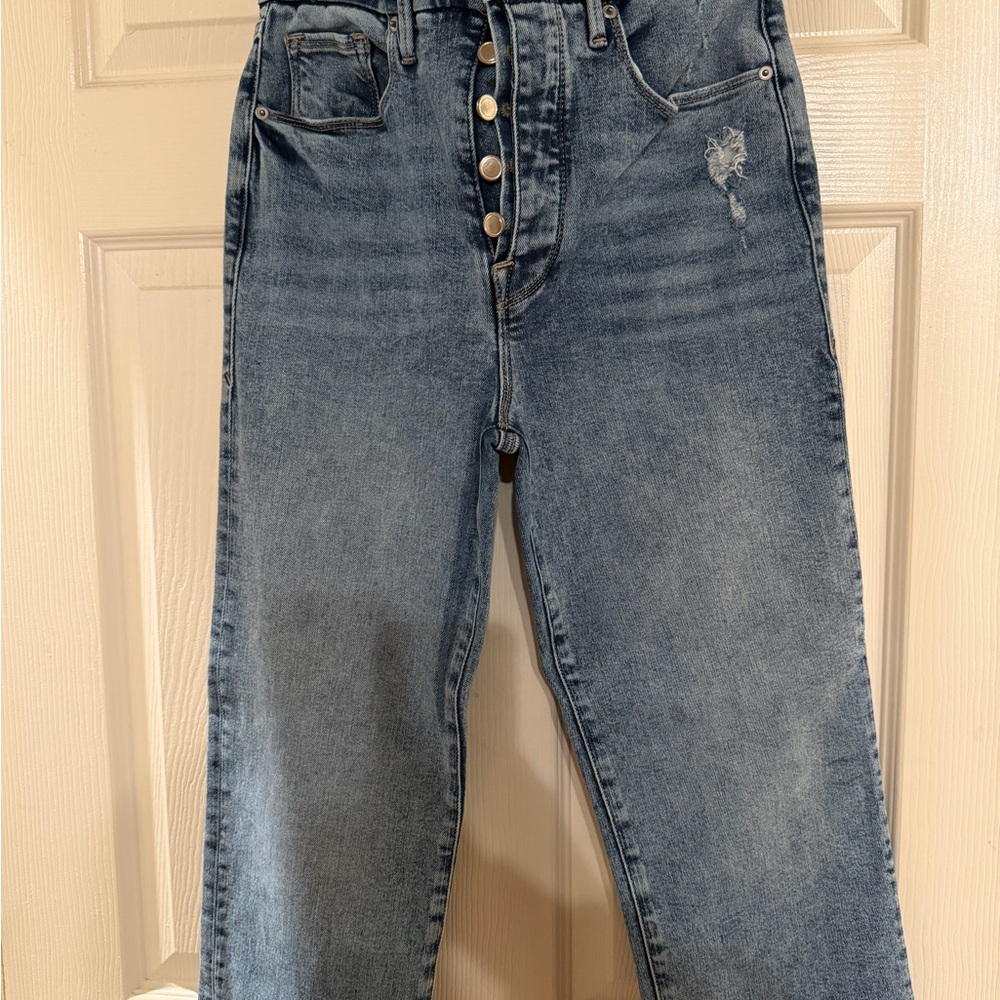 Good American Relaxed Fit Blue Button-Fly Jeans